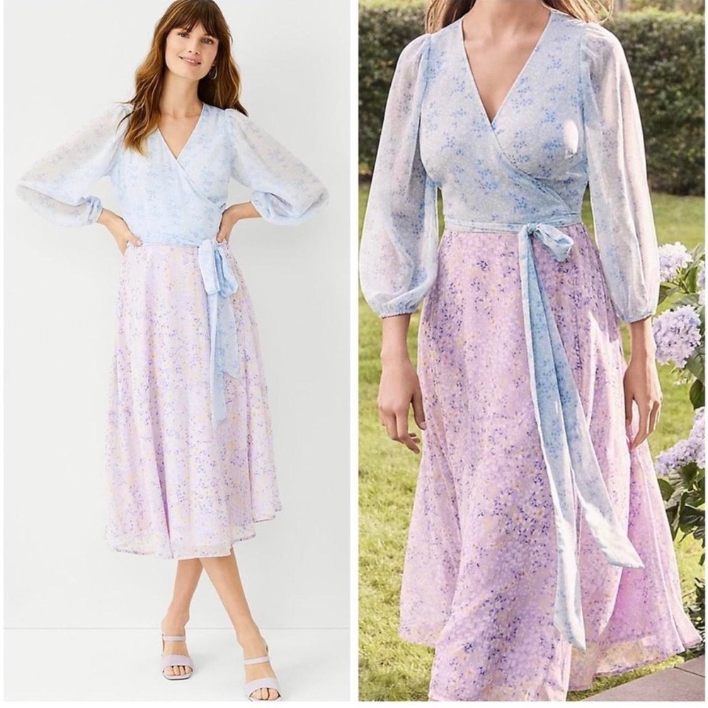 Ann Taylor Pastel Floral Midi Dress NWT